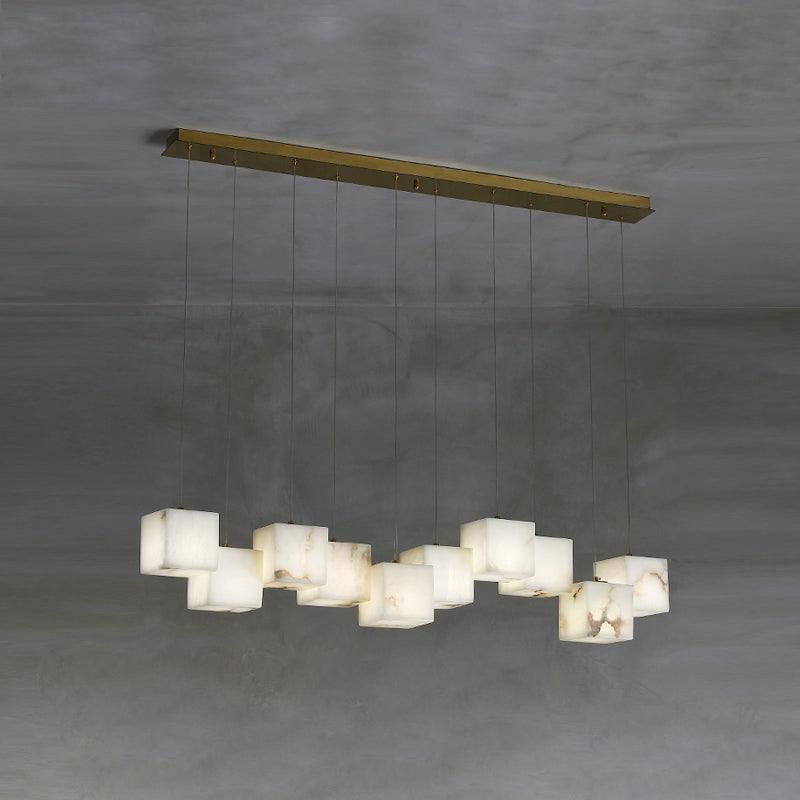 Elegant Alabaster Box Chandelier with LED or Edison Options