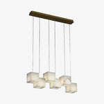 Elegant Alabaster Box Chandelier with LED or Edison Options