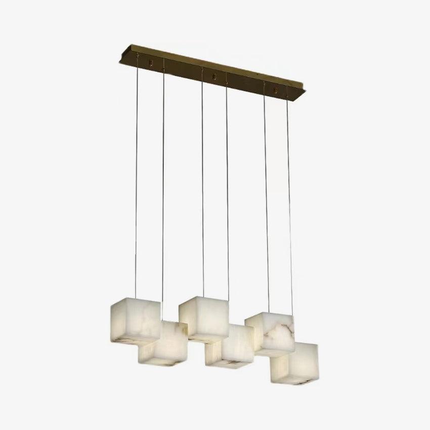 Elegant Alabaster Box Chandelier with LED or Edison Options