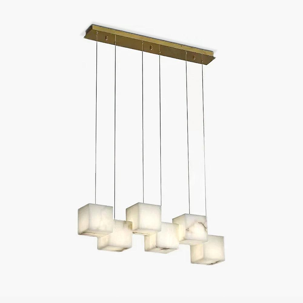Elegant Alabaster Box Chandelier with LED or Edison Options
