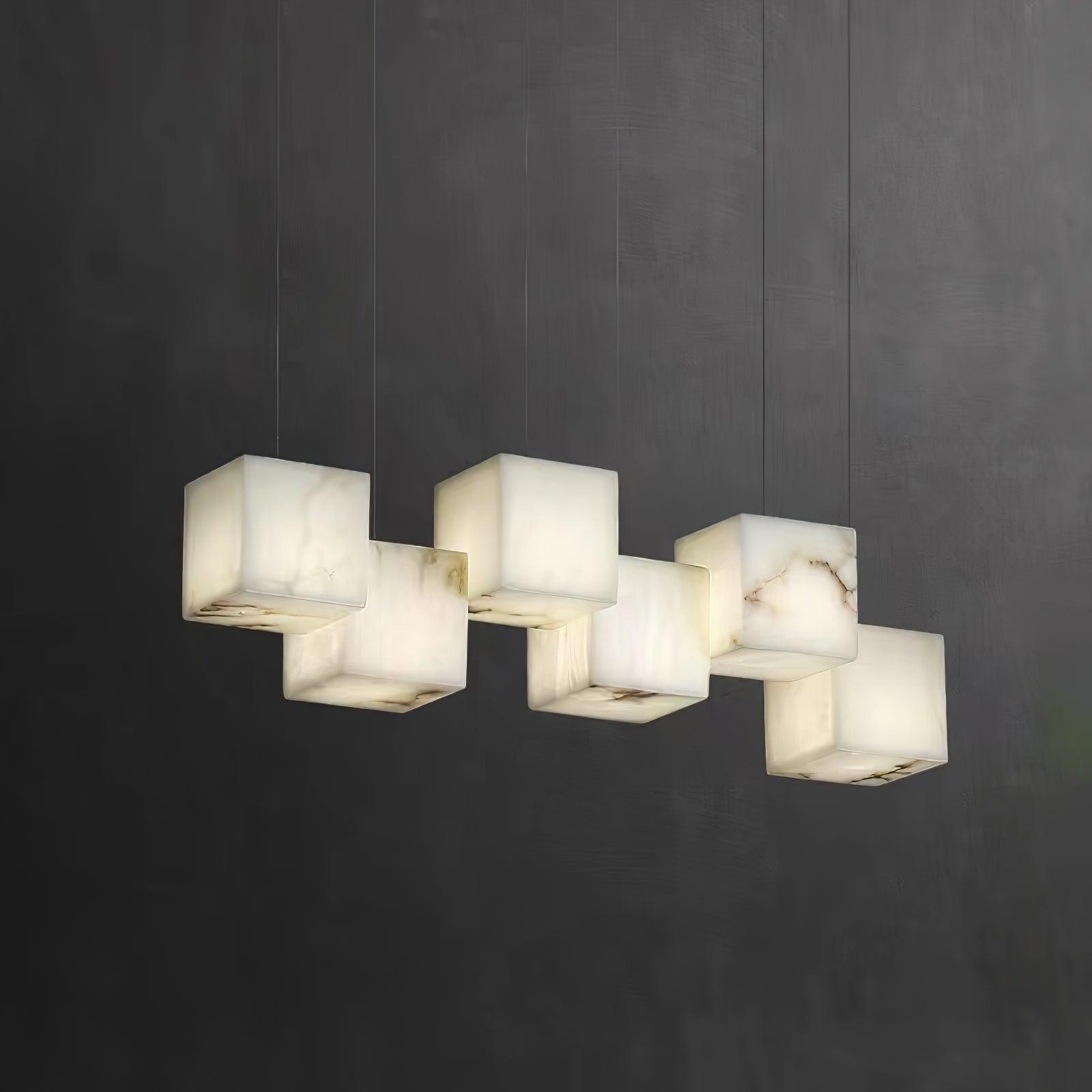 Elegant Alabaster Box Chandelier with LED or Edison Options