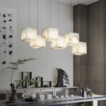 Elegant Alabaster Box Chandelier with LED or Edison Options