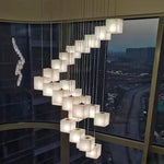 Elegant Alabaster Box Chandelier with LED or Edison Options