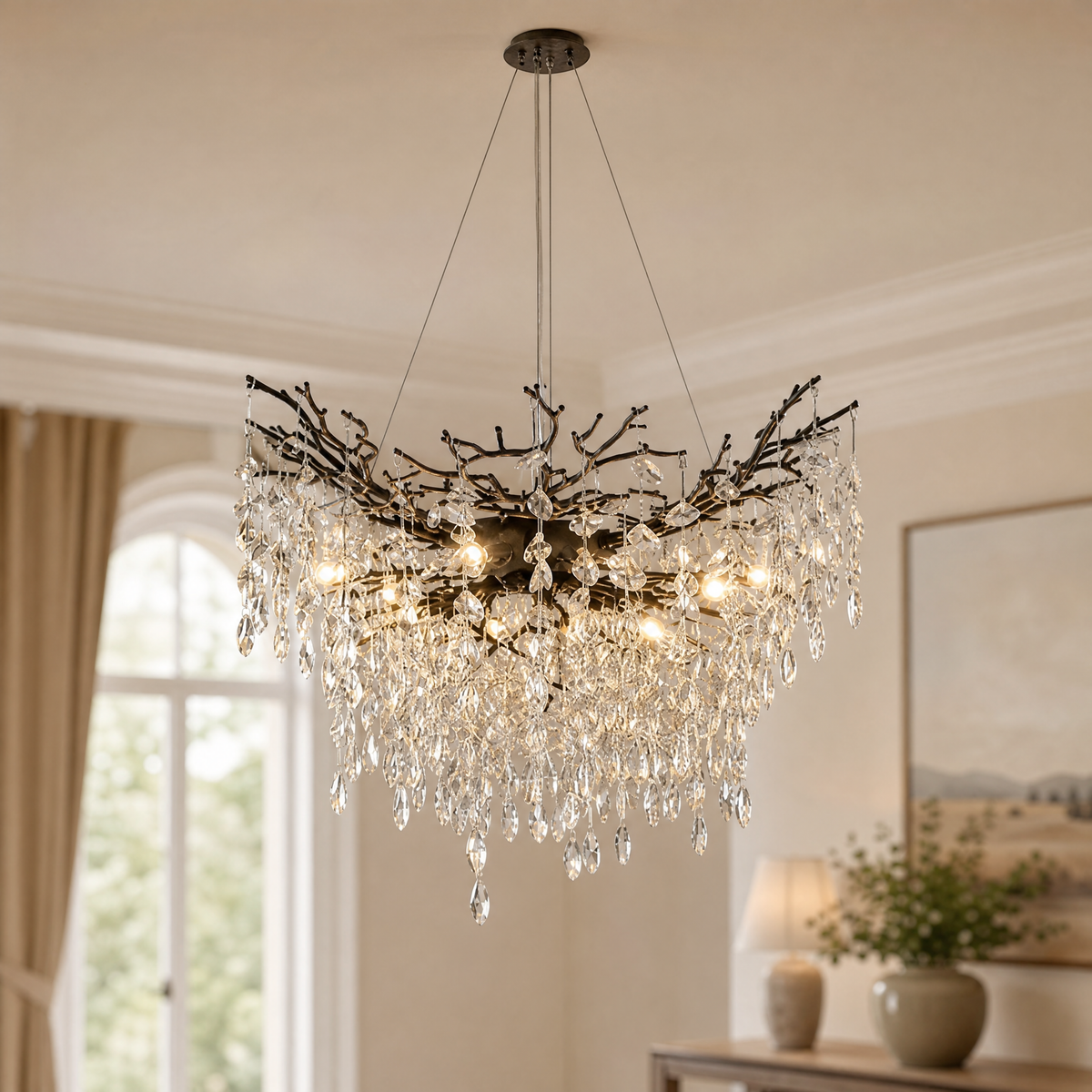 Marquise Branch Semicircle Round Pendant 1000 - Matte Black