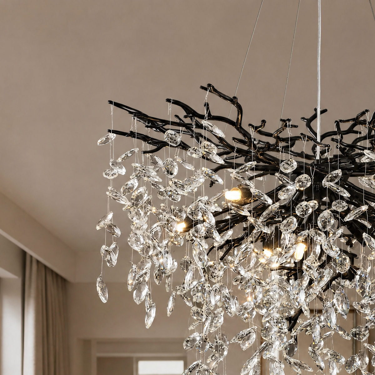 Marquise Branch Semicircle Round Pendant 760 - Matte Black