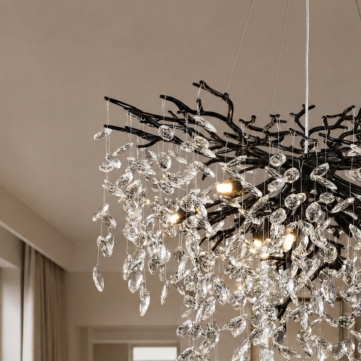 Marquise Branch Semicircle Round Pendant 760 - Matte Black