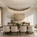 Marquise Curved Branch Crystal Linear Dining Chandelier 1830 - Matte Black