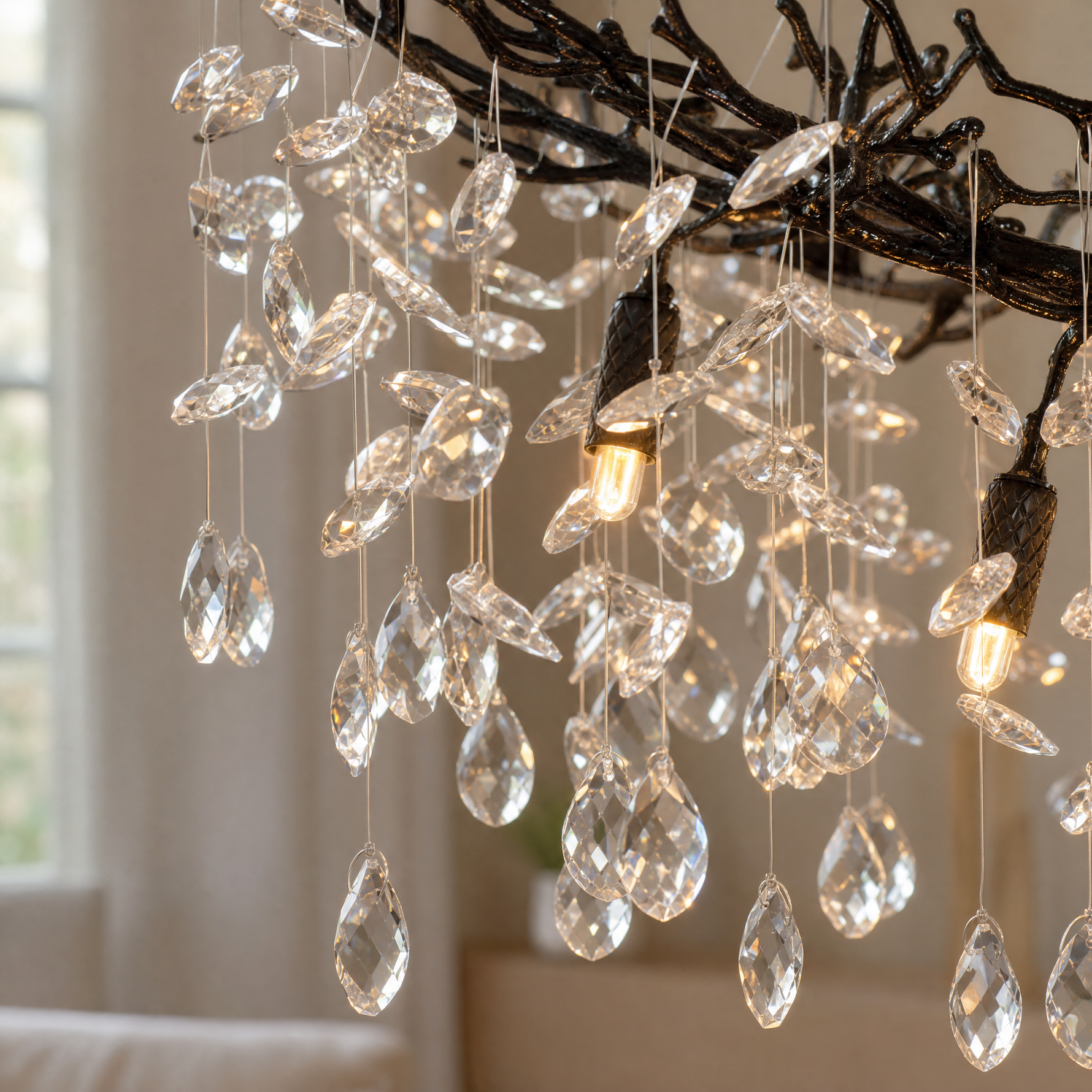 Marquise Curved Branch Linear Dining Pendant 1100 - Matte Black