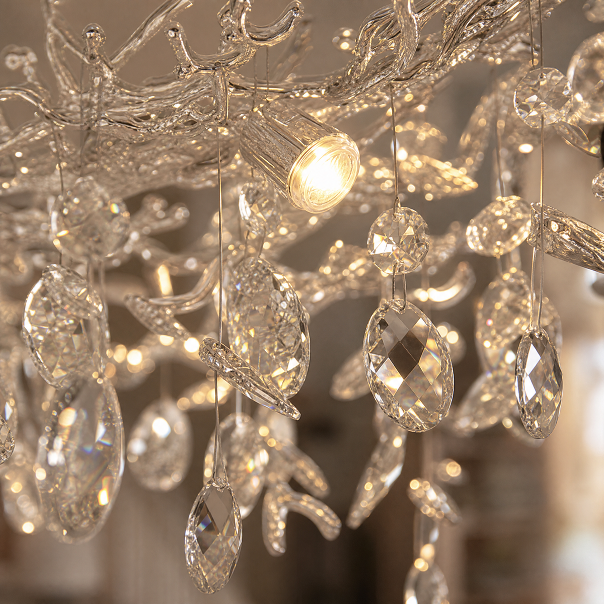 Marquise Curved Branch Linear Dining Pendant 1100 - Silver