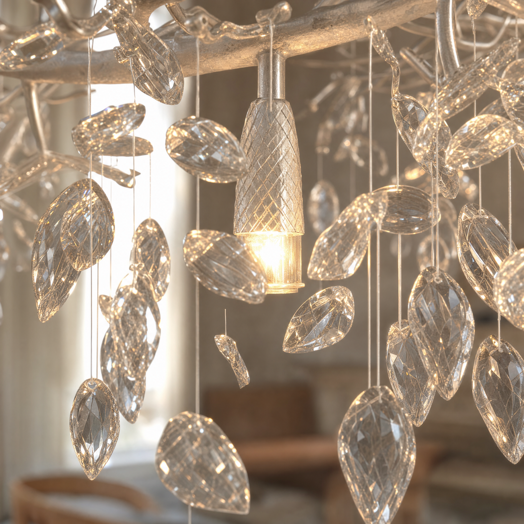 Marquise Curved Branch Linear Dining Pendant 1100 - Silver