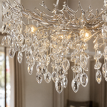 Marquise Curved Branch Linear Dining Pendant 1100 - Silver