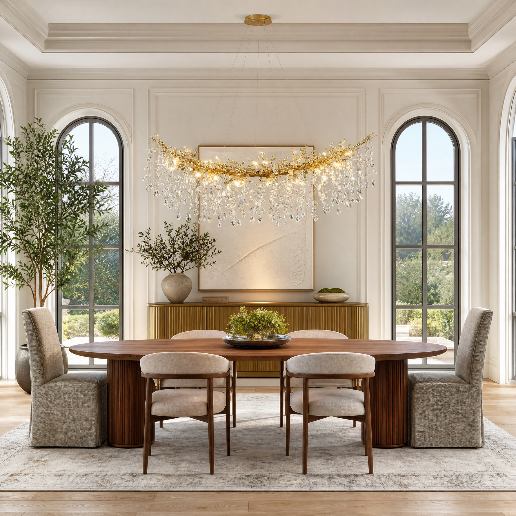 Marquise Curved Branch Linear Dining Pendant 1500 - Copper