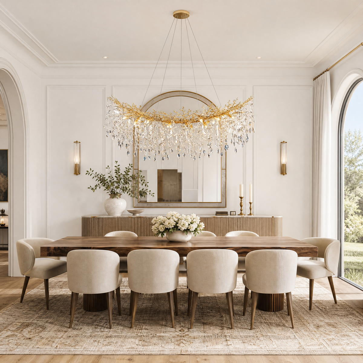 Marquise Curved Branch Linear Dining Pendant 1500 - Copper