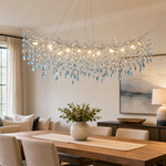 Marquise Curved Branch Linear Dining Pendant 1500 - Silver