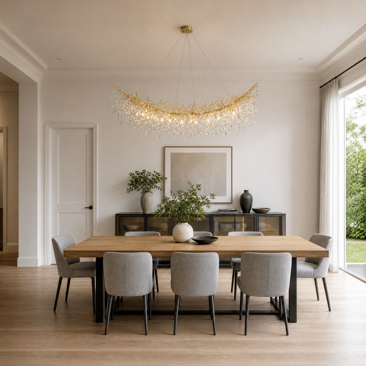 Marquise Curved Branch Linear Dining Pendant 1830 - Copper
