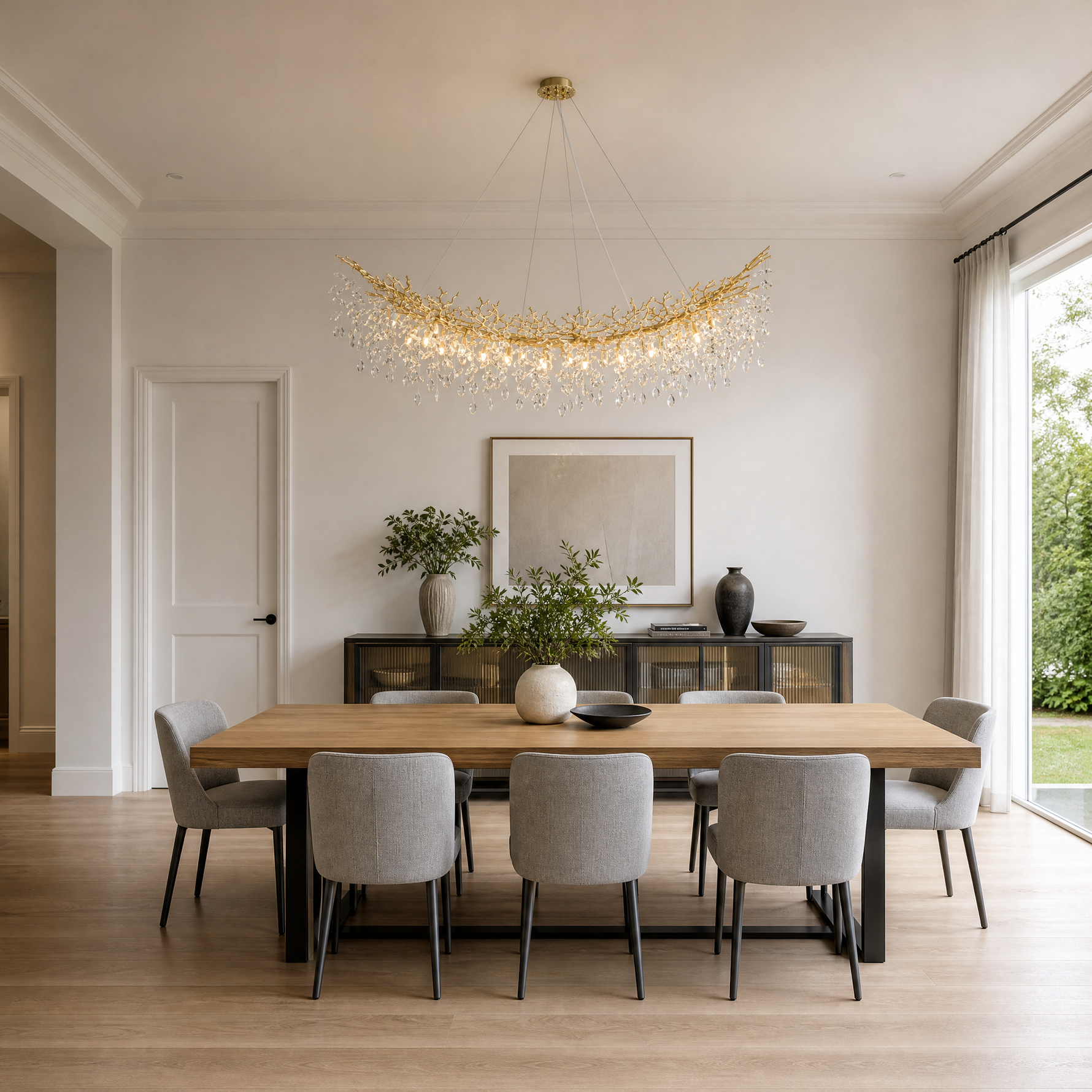 Marquise Curved Branch Linear Dining Pendant 1830 - Copper
