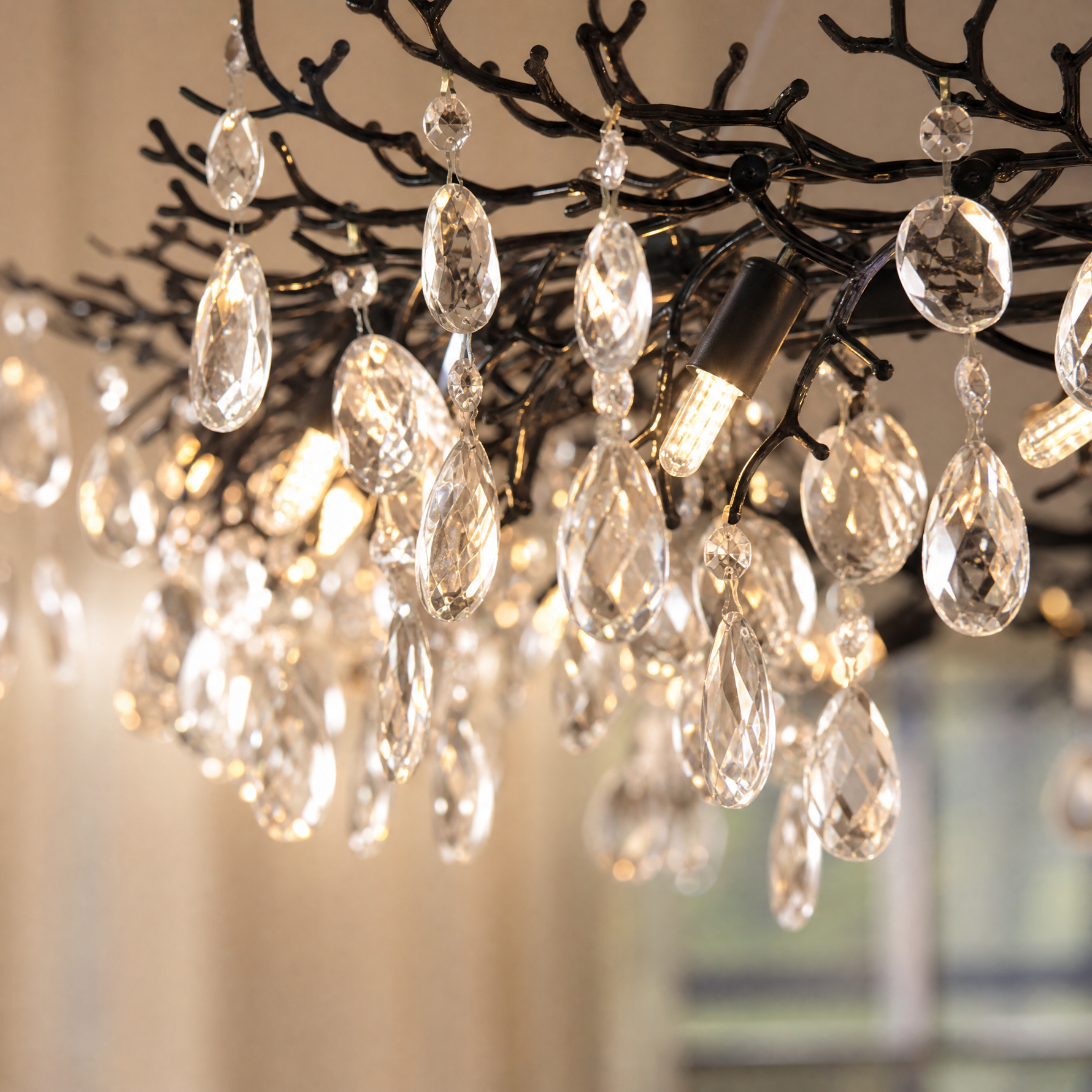 Marquise Curved Branch Linear Dining Pendant 1830 - Matte Black