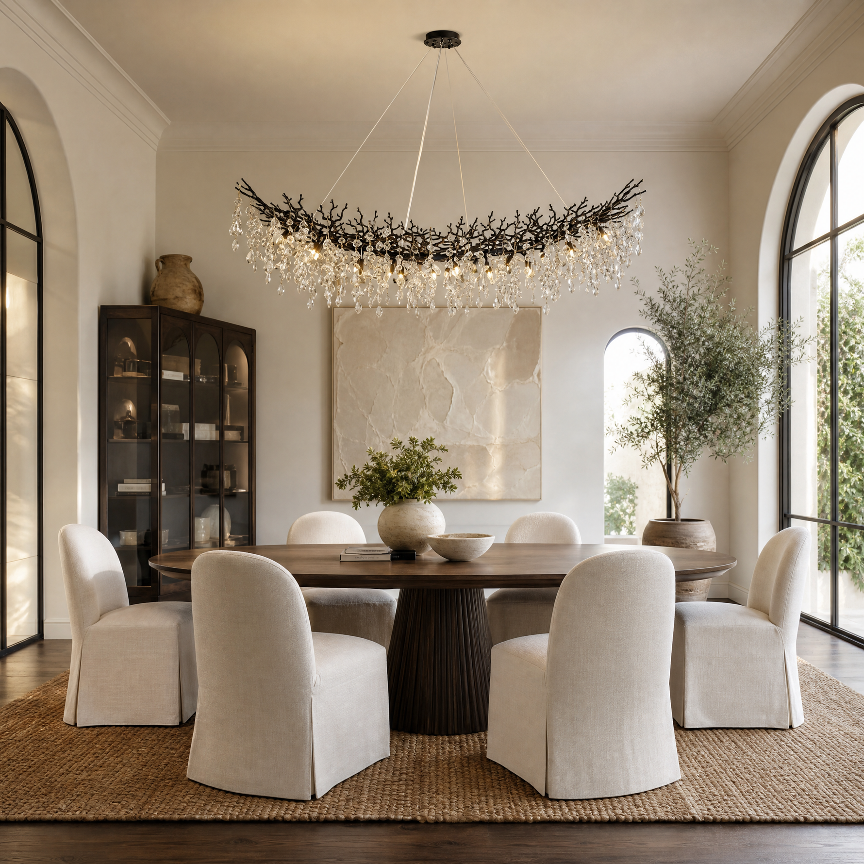 Marquise Curved Branch Linear Dining Pendant 1830 - Matte Black