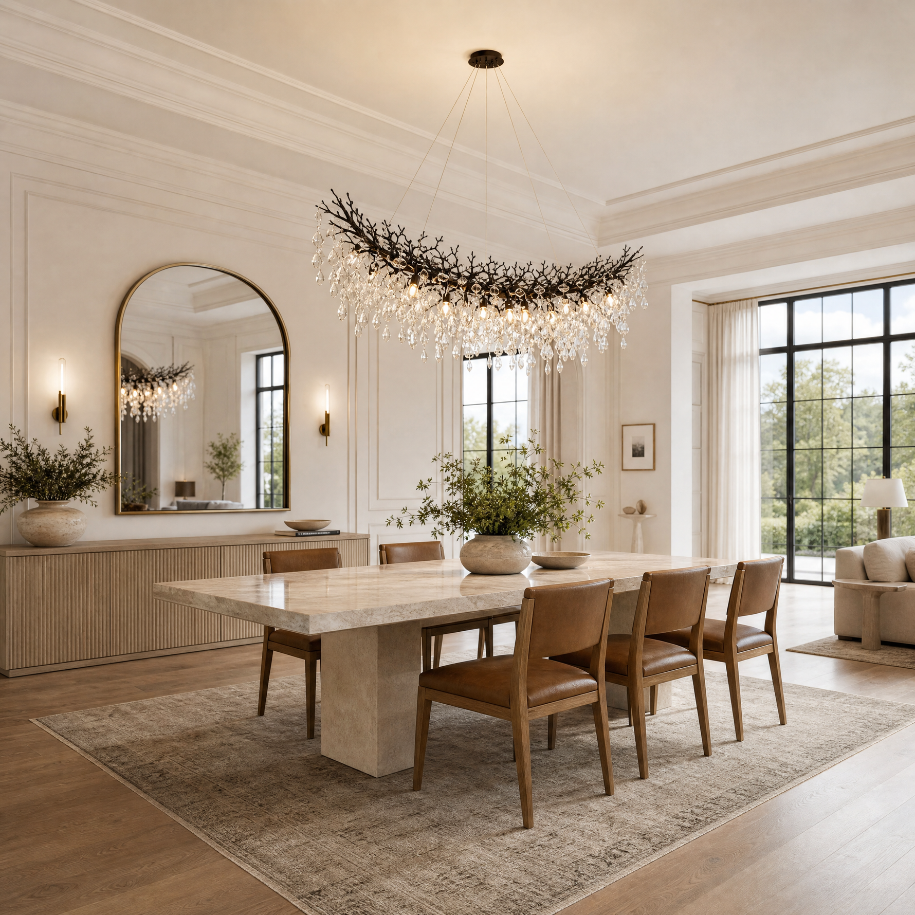 Marquise Curved Branch Linear Dining Pendant 1830 - Matte Black