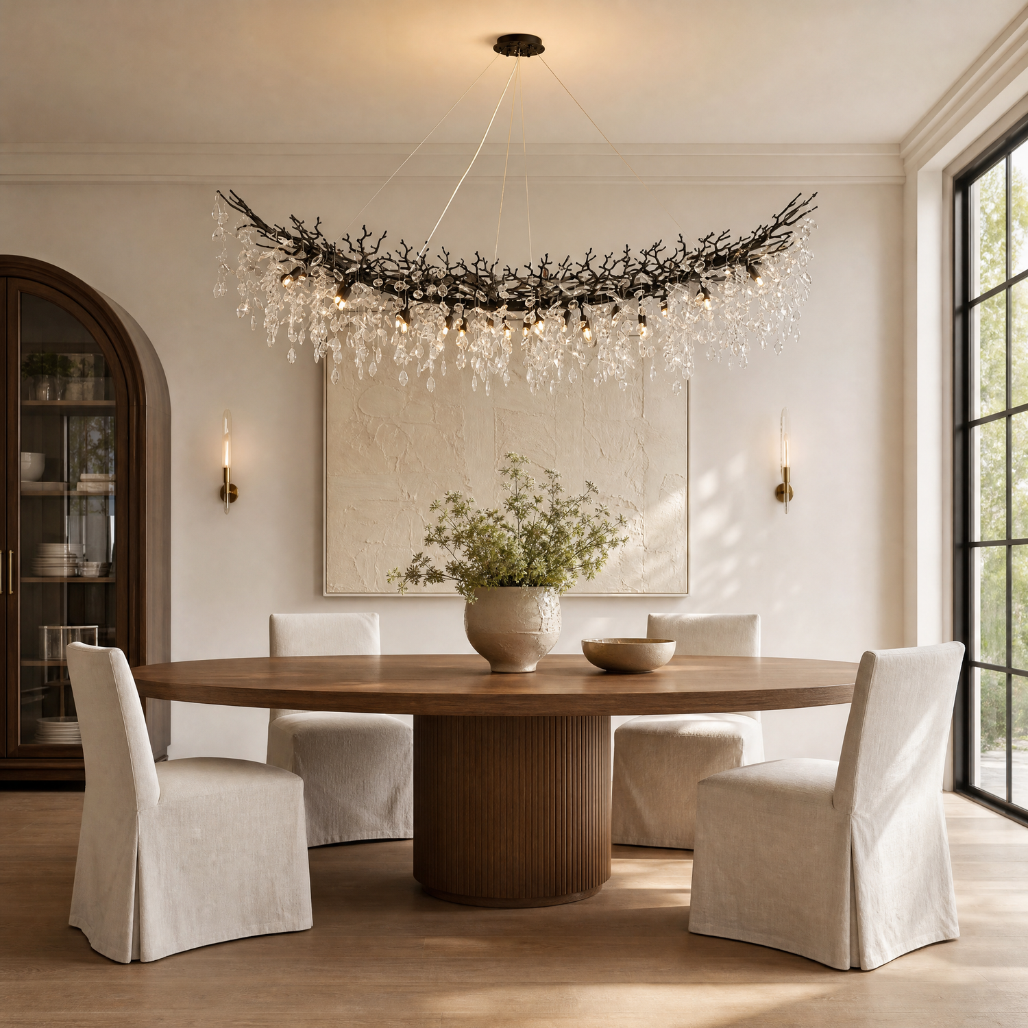 Marquise Curved Branch Linear Dining Pendant 1830 - Matte Black