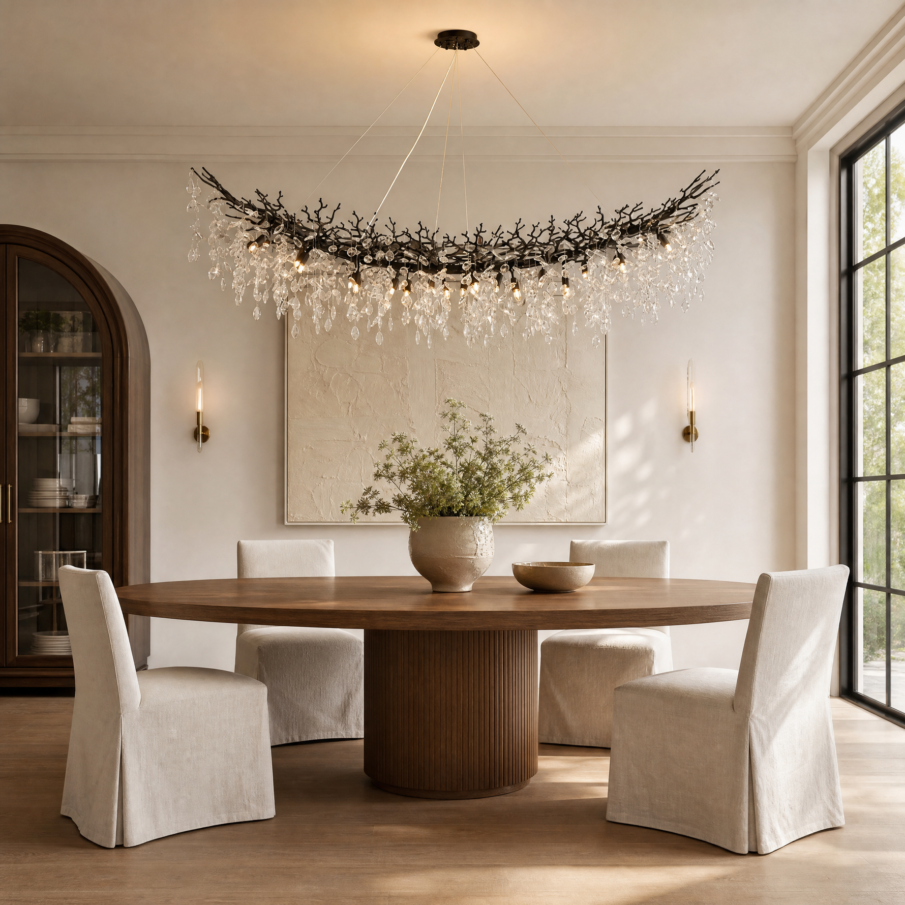 Marquise Curved Branch Linear Dining Pendant 1830 - Matte Black