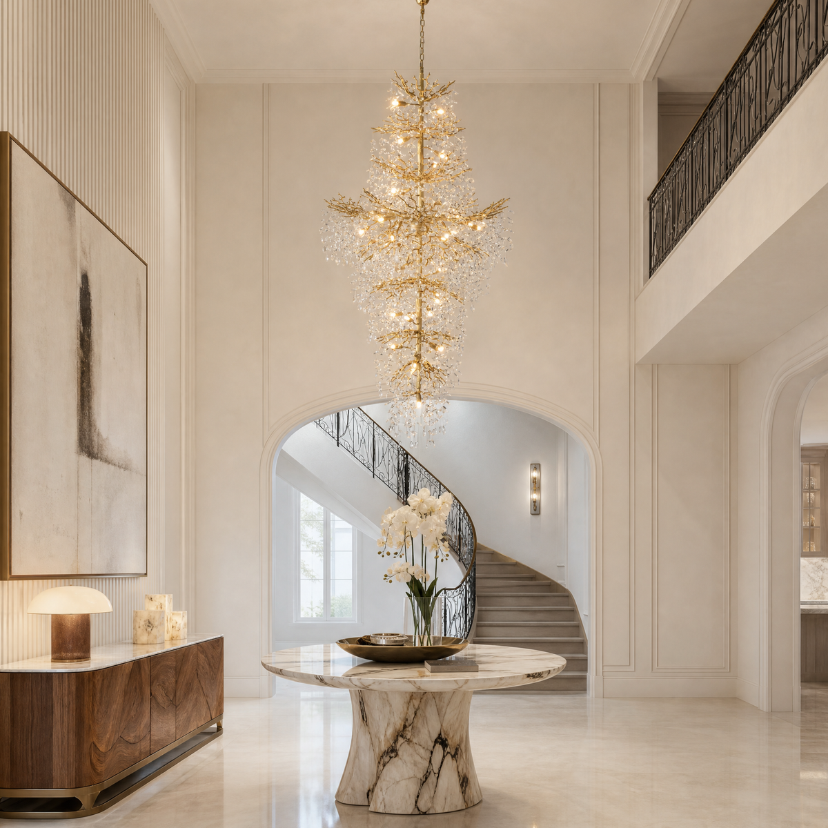 Marquise Double-Layer Branch Staircase Chandelier 2300 - Gold