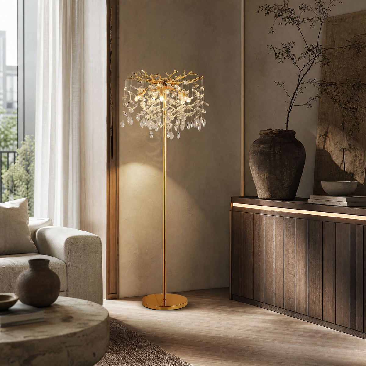 Marquise String Branch Floor Lamp - Gold