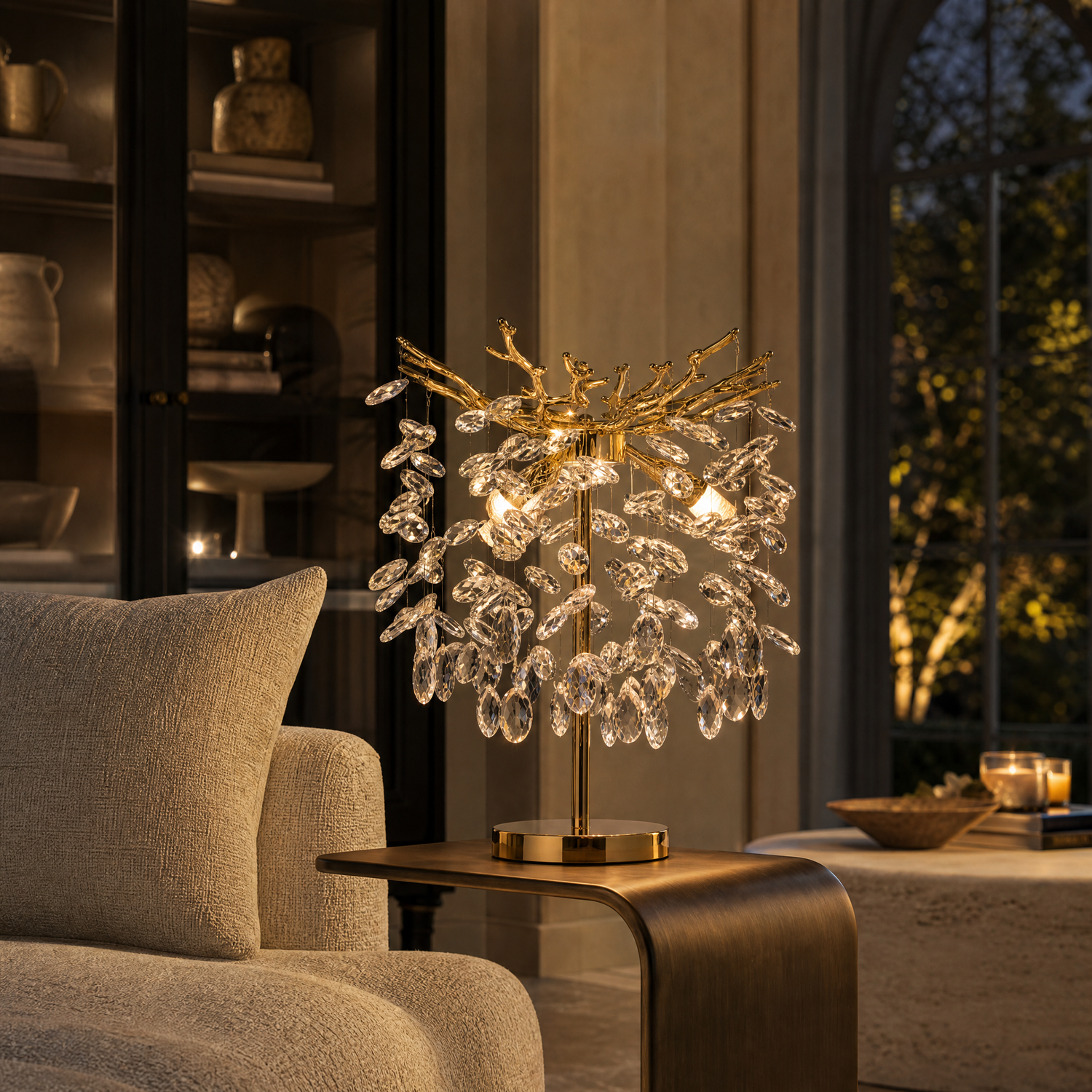 Marquise String Branch Table Lamp - Gold