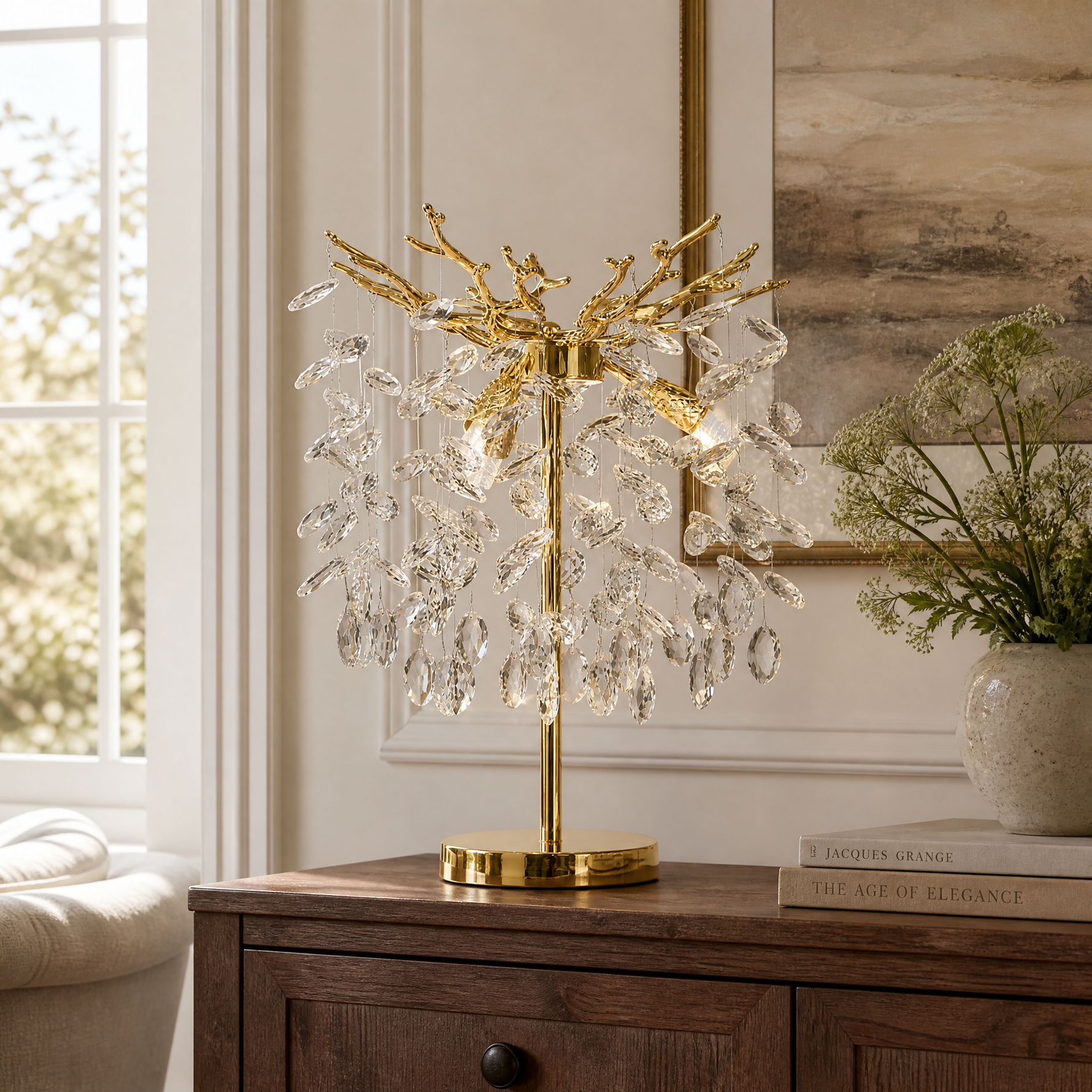 Marquise String Branch Table Lamp - Gold