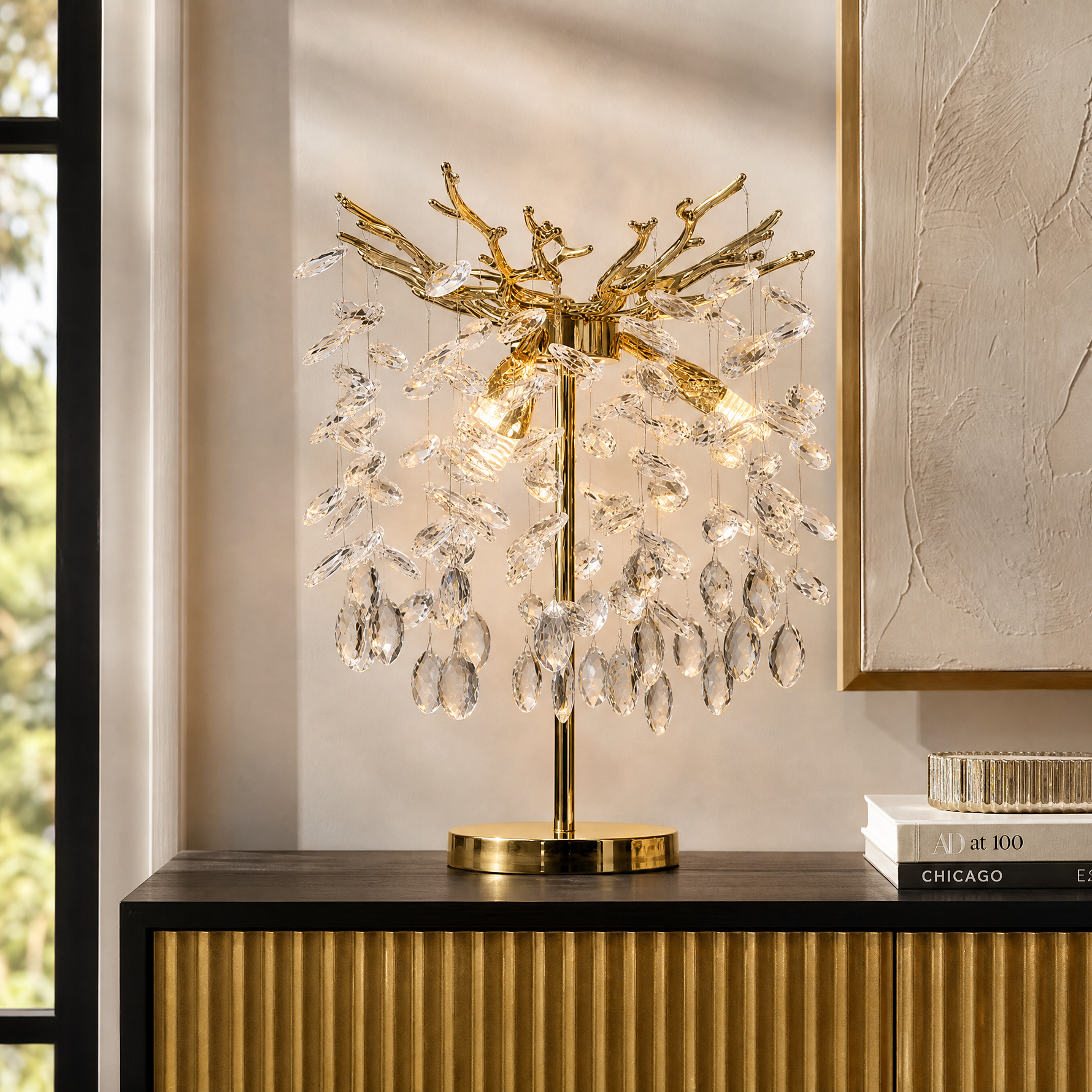 Marquise String Branch Table Lamp - Gold