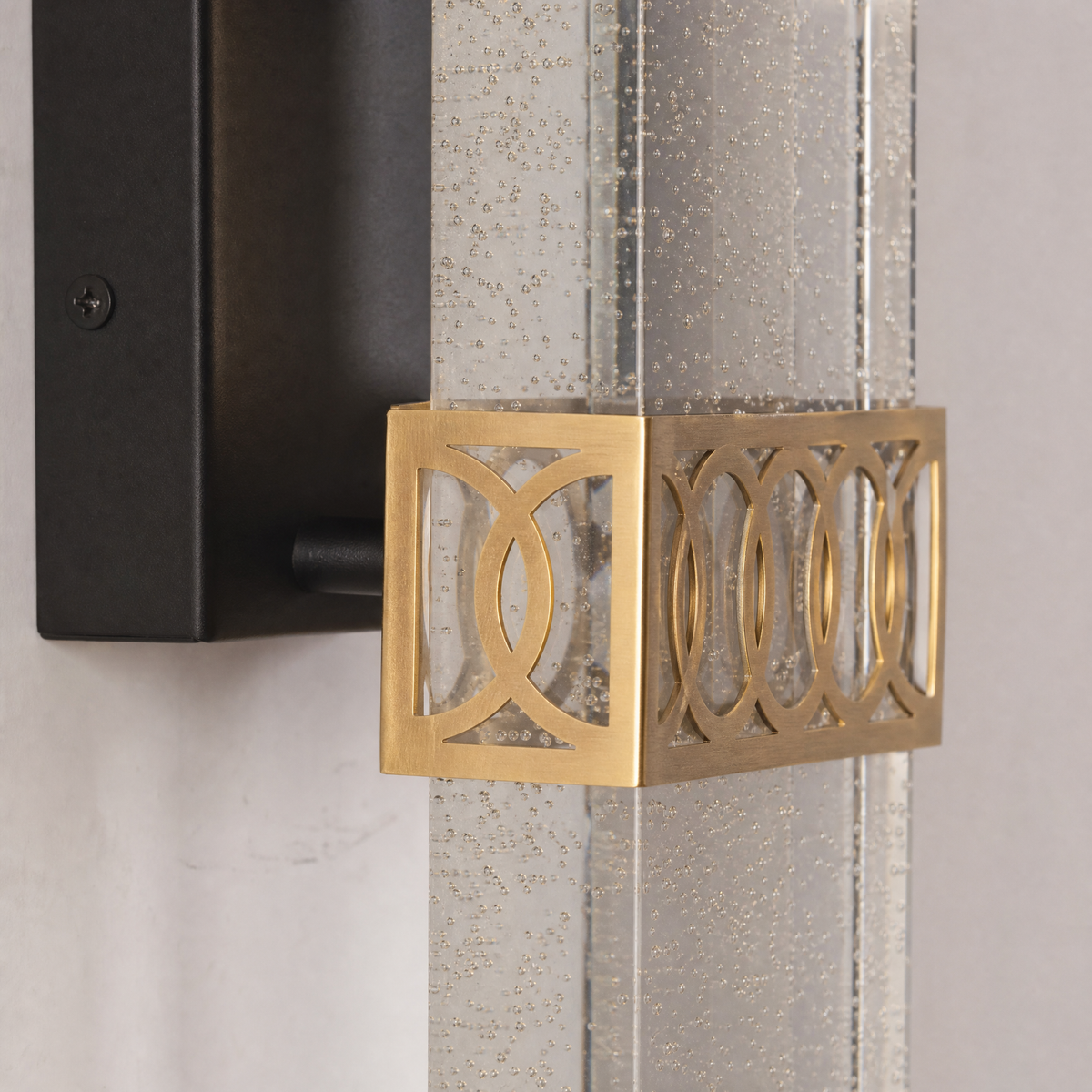 Matte Black Iron and Crystal Column LED Wall Sconce