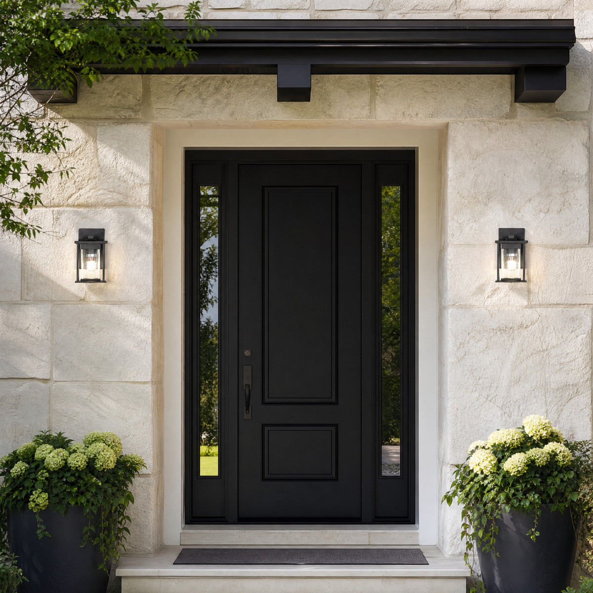 Metal Outdoor Lantern Craftsman Sand Black Die-cast Aluminum Seeded 1-Light for Porch