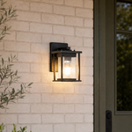 Metal Outdoor Lantern Craftsman Sand Black Die-cast Aluminum Seeded 1-Light for Porch