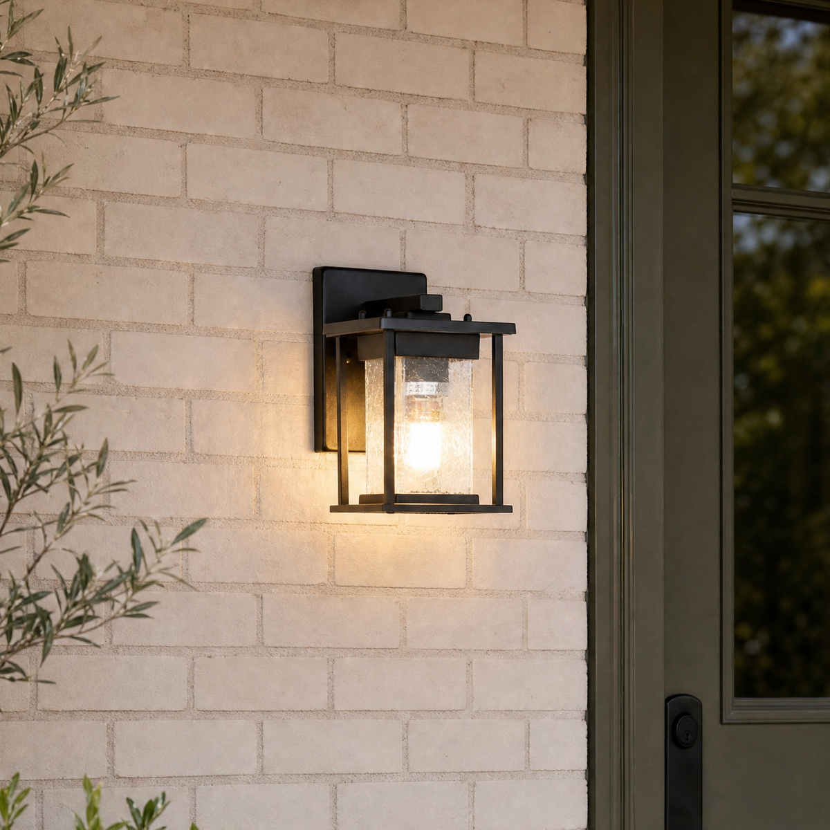 Metal Outdoor Lantern Craftsman Sand Black Die-cast Aluminum Seeded 1-Light for Porch