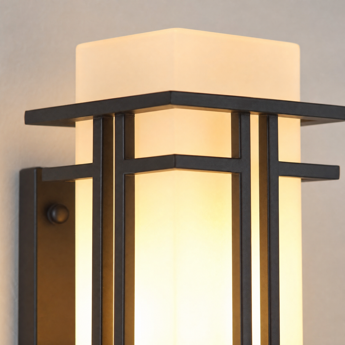 Metal Outdoor Lantern Craftsman Sand Black Iron Frosted Glass 1-Light for Porch Patio