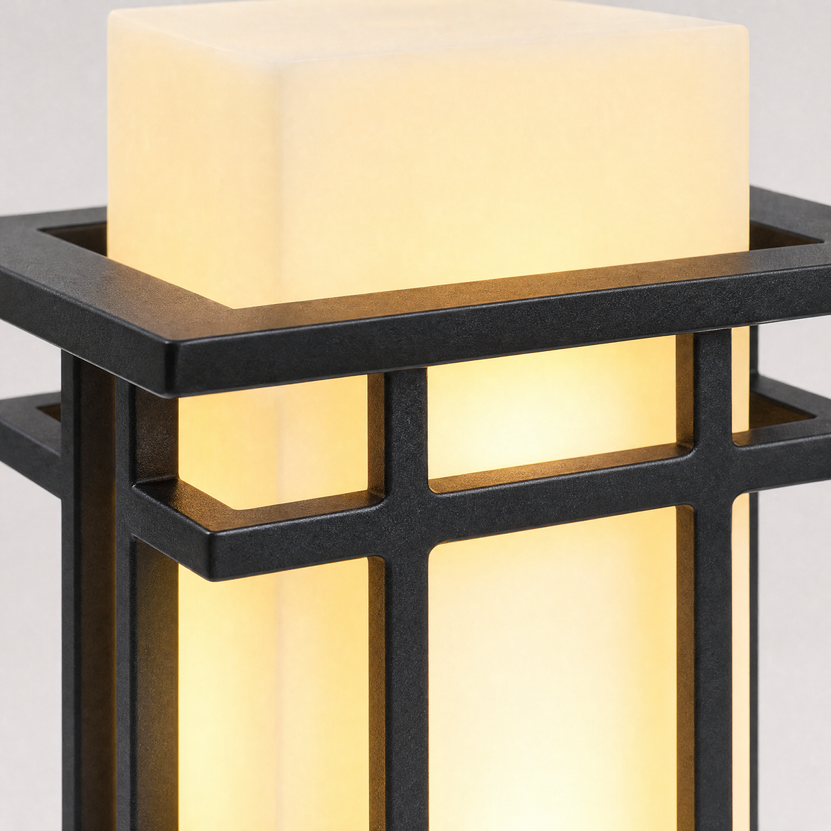 Metal Outdoor Lantern Craftsman Sand Black Iron Frosted Glass 1-Light for Porch Patio