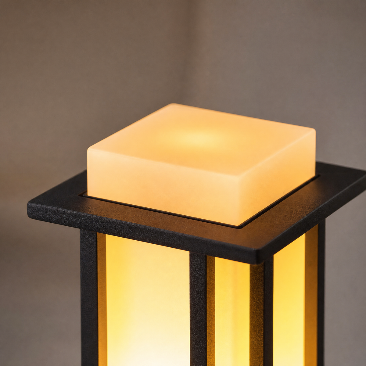 Metal Outdoor Lantern Modern Sand Black Iron Frosted Glass 1-Light for Porch Patio