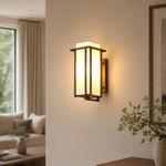 Metal Outdoor Lantern Modern Sand Black Iron Frosted Glass 1-Light for Porch Patio