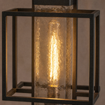 Metal Outdoor Lantern Modern Sand Black Iron Water Glass 1-Light for Porch Patio