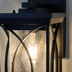 Metal Outdoor Lantern Traditional Sand Black Die-cast Aluminum Seeded Glass for Porch