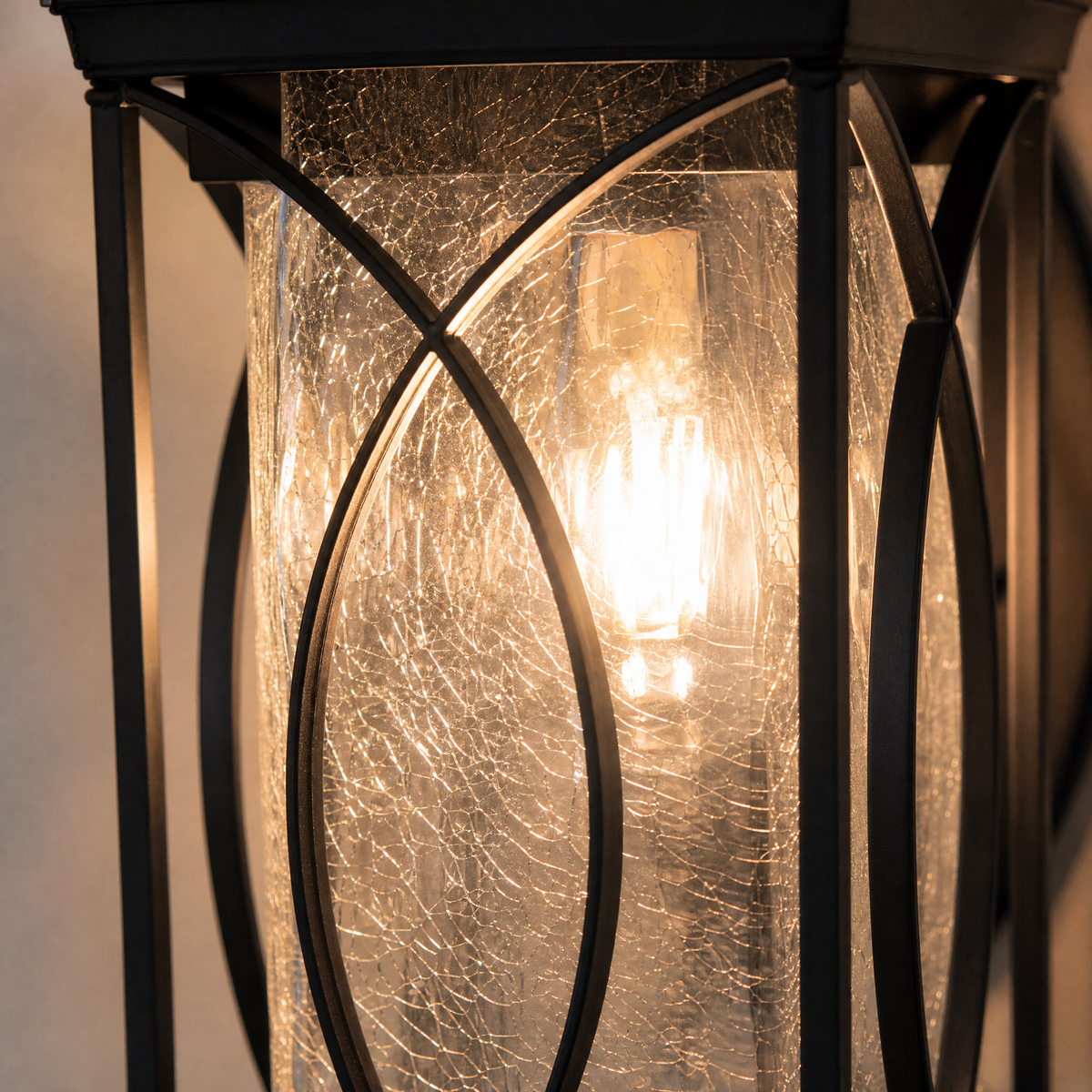Metal Outdoor Lantern Traditional Sand Black Die-cast Aluminum Seeded Glass for Porch