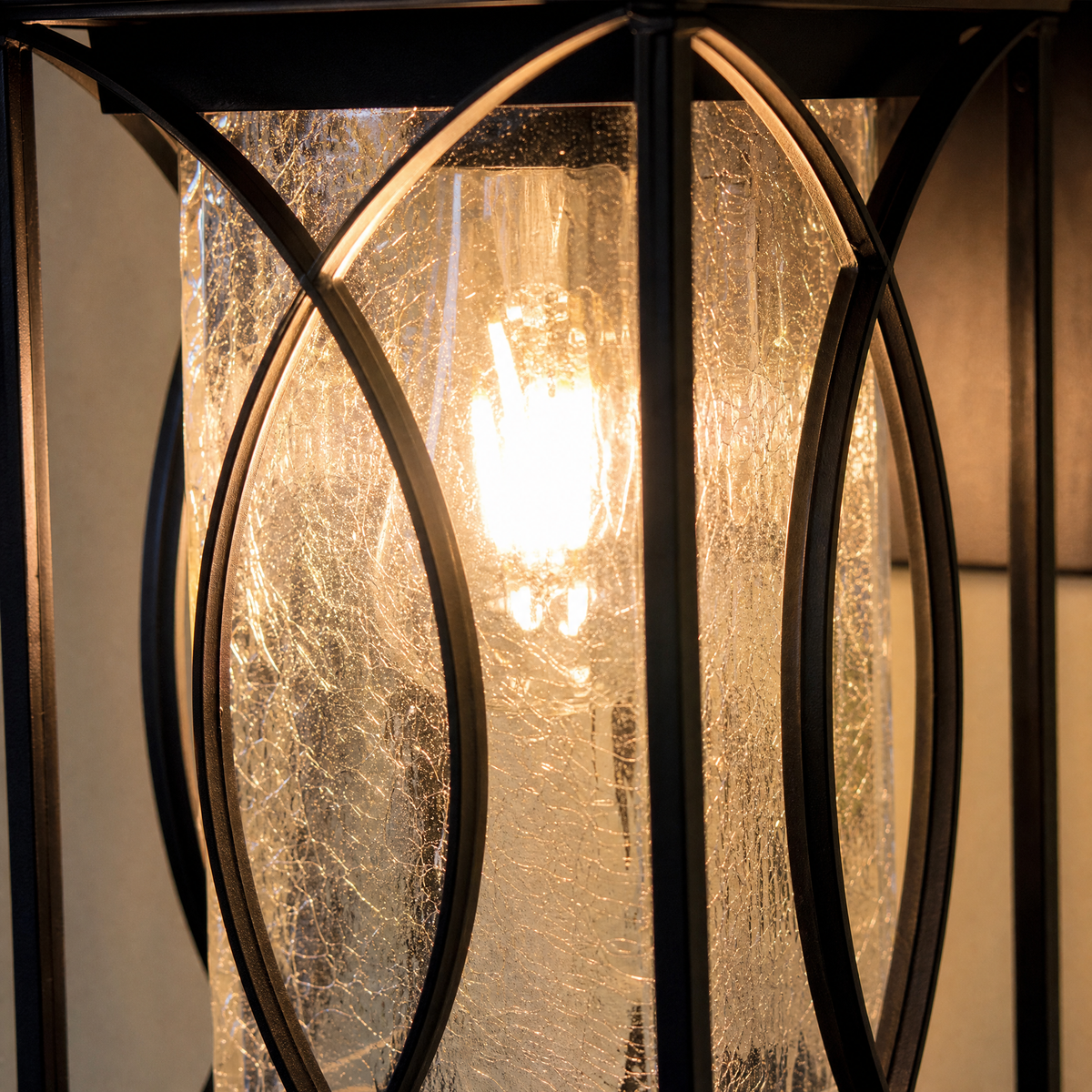 Metal Outdoor Lantern Traditional Sand Black Die-cast Aluminum Seeded Glass for Porch