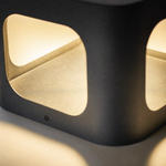 Metal Post Cap Light Modern Cube Black with Silver Fleck Stainless Steel for Patio Deck