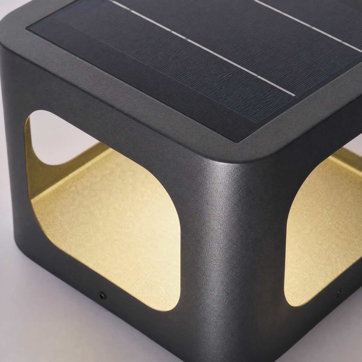 Metal Post Cap Light Modern Cube Black with Silver Fleck Stainless Steel for Patio Deck