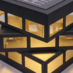 Metal Post Cap Light Modern Grid Black with Silver Fleck Stainless Steel Glass for Patio