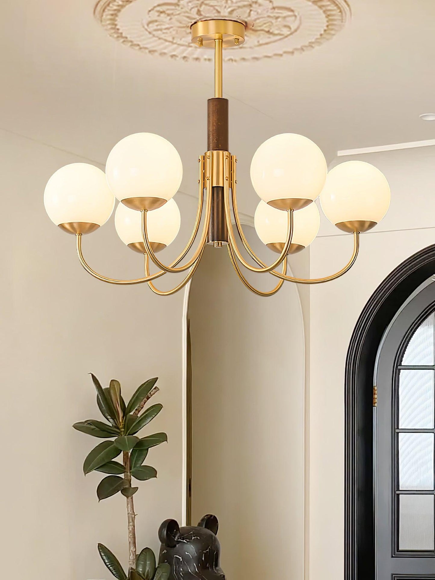 Midas Touch Walnut Sphere Chandelier - YIOSI