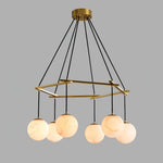 Miira Brass & White Alabaster Chandelier – Retro Inspired Ceiling Light