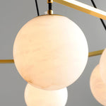 Miira Brass & White Alabaster Chandelier – Retro Inspired Ceiling Light