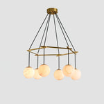 Miira Brass & White Alabaster Chandelier – Retro Inspired Ceiling Light