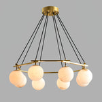 Miira Brass & White Alabaster Chandelier – Retro Inspired Ceiling Light